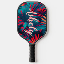 Fluorescent Tropical Watercolor Palm Leaves Name