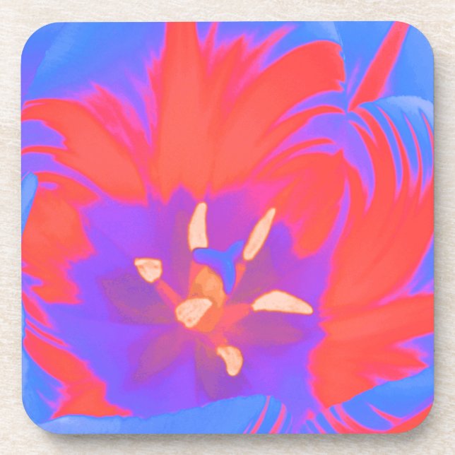 Fluorescent Tulip Cork Coaster (Front)