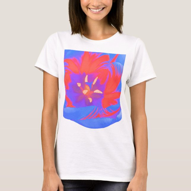 Fluorescent Tulip Ladies T Shirt (Front)