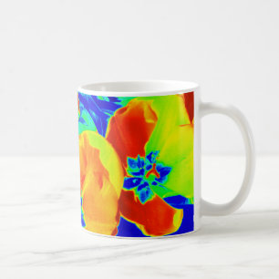 fluorescent tulips coffee mug