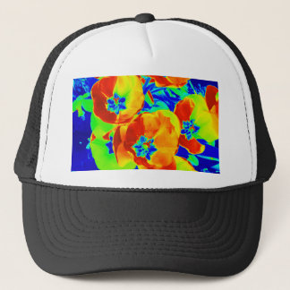 fluorescent tulips trucker hat