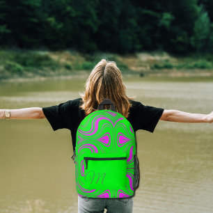 fluorescent  waves  -  monogrammed printed backpack