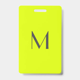 fluorescent yellow - add monogram  ID badge