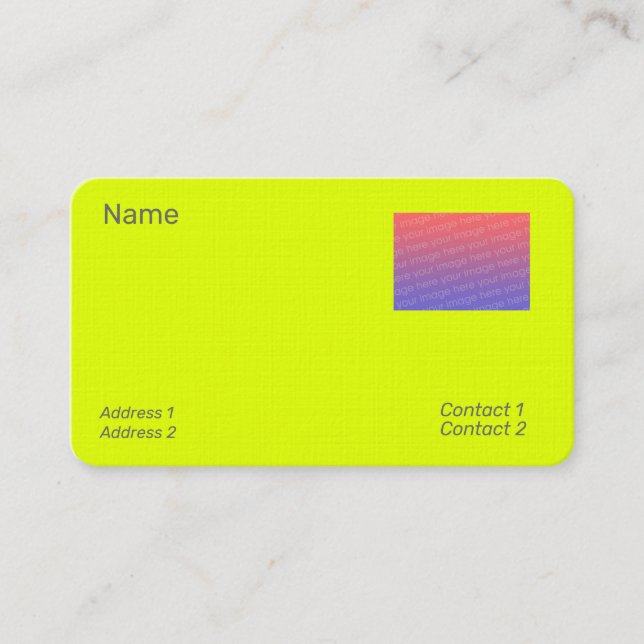 fluorescent yellow - add photo business card (Front)