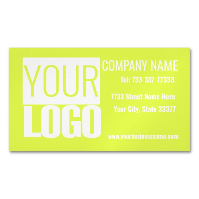 fluorescent yellow - add your bold logo magnetic business card (Front)