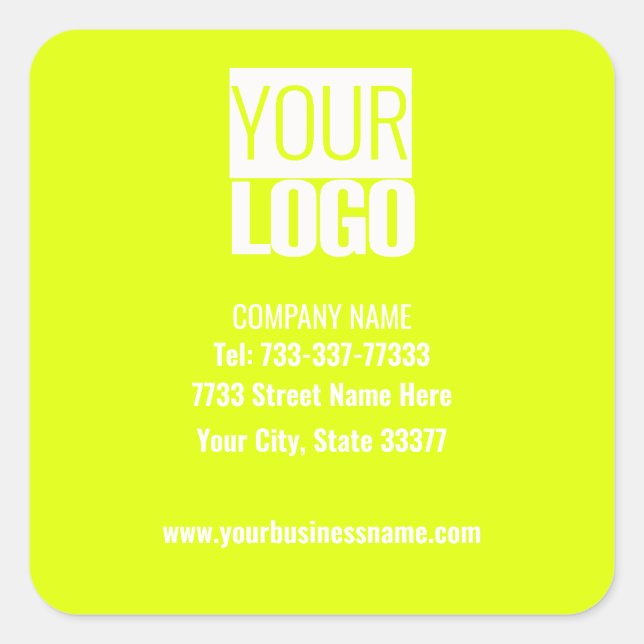 fluorescent yellow - add your bold logo square sticker (Front)