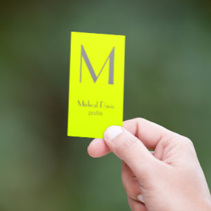fluorescent yellow - bold monogram business card