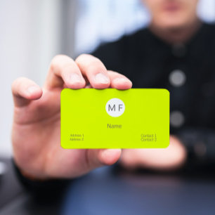 fluorescent yellow monogrammed business card
