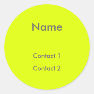 fluorescent yellow -personalised classic round sticker