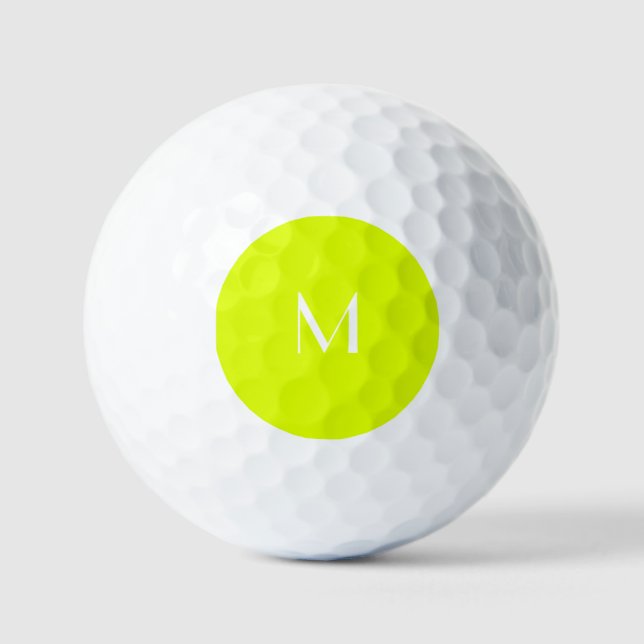 fluorescent yellow - white monogram golf balls (Front)