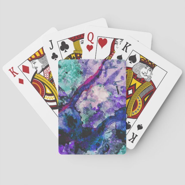 Fluorite Crystal Geode Marble Abstract Playing Cards (Back)