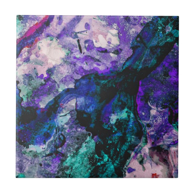 Fluorite Crystal Geode Marble Abstract Tile (Front)