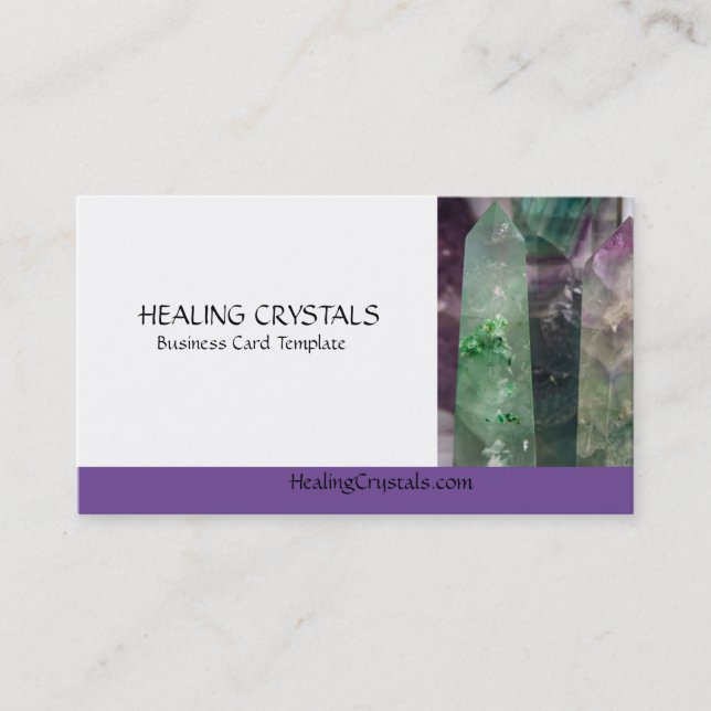 Fluorite Crystal Healing Crystals Business Card (Front)