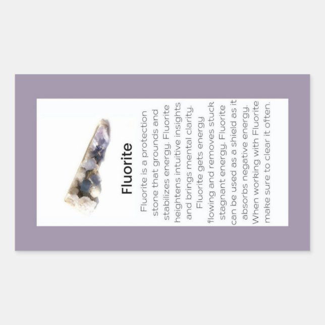Fluorite Crystal Meaning Jewellery Gemstone Packag Rectangular Sticker (Front)