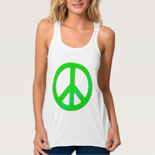 Fluoro Green Peace Symbol for World Peace Singlet