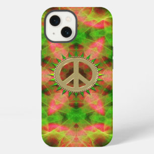 Fluro Hexagon Gold Peace Sign iPad Case