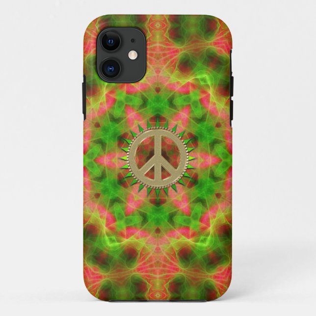 Fluro  Hexagon Gold Peace Sign iPhone 5 Case (Back)