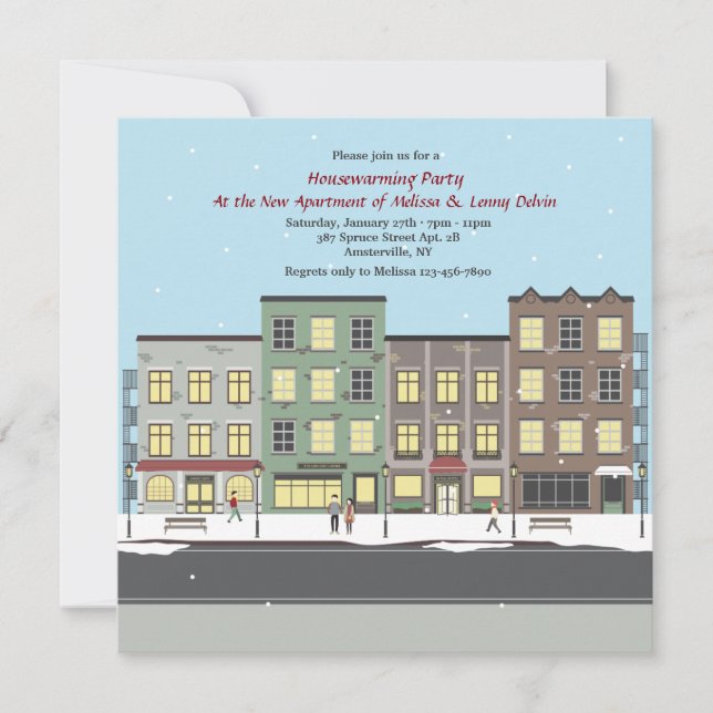 Flurries in the City Housewarming Party Invitation (Front)