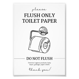 Flush Only – Toilet Paper Disposal Instructions Photo Print