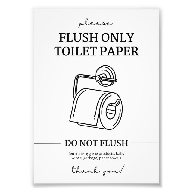 Flush Only – Toilet Paper Disposal Instructions Photo Print (Front)