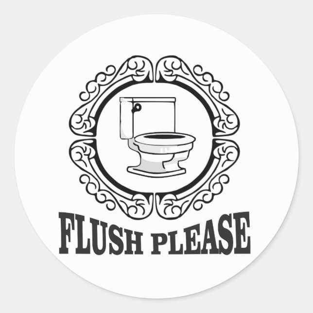 flush please sign round classic round sticker (Front)