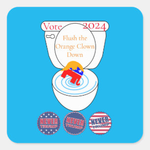 Flush The Orange Clown Thunder_Cove Square Sticker