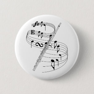 Flute 6 Cm Round Badge
