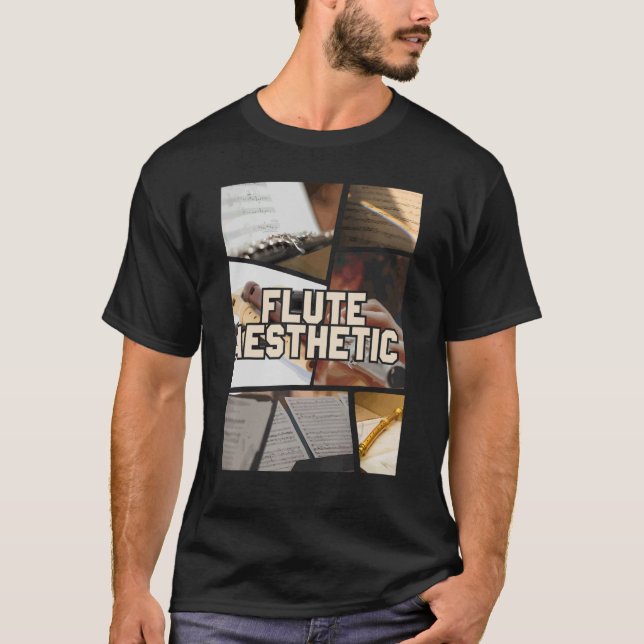 Flute Aesthetic Collage Music Flautist Musician T-Shirt (Front)