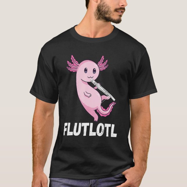Flute Axolotl Flute Player Music Instrument Flute  T-Shirt (Front)