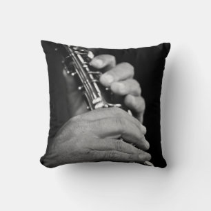 Flute being played in black and white by gypsy cushion