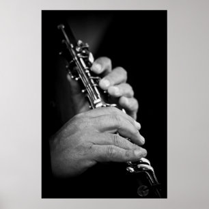 Flute being played in black and white by gypsy poster