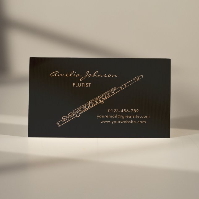 Flute Black & Gold Elegant Business Card (Creator Uploaded)