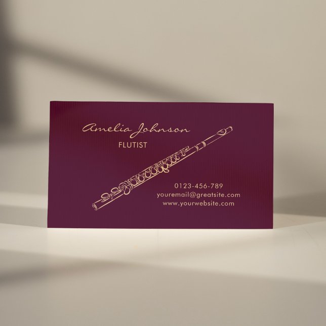 Flute Burgundy Elegant Professional Business Card (Creator Uploaded)