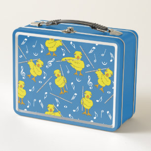 Flute Chick Flute Music Notes Metal Lunch Box