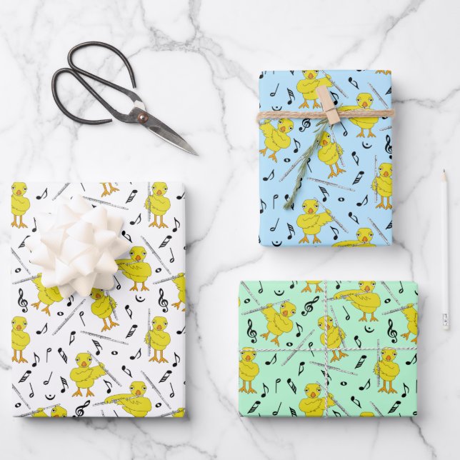 Flute Chick Flutes Wrapping Paper Sheets (Front)