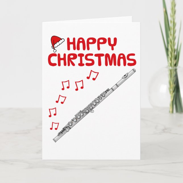 Flute Christmas Card Flautist Woodwind Musician (Front)