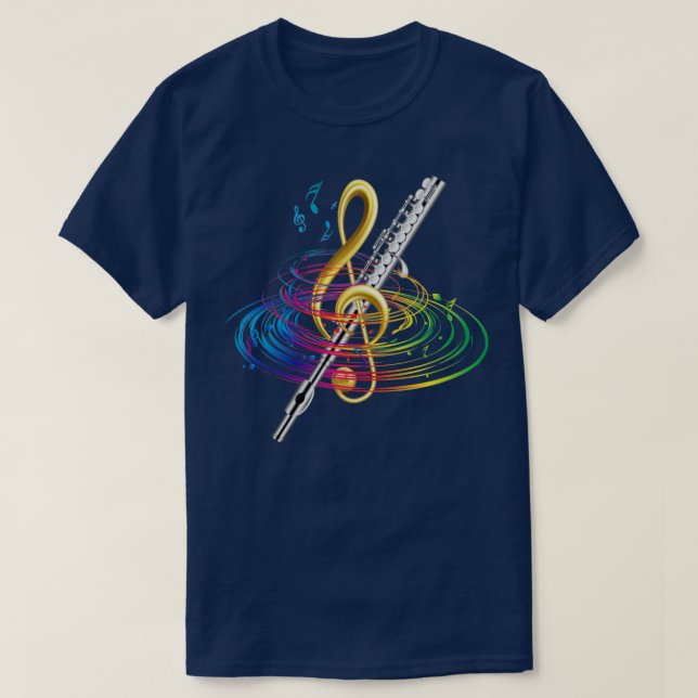 Flute Clef Flautist T-Shirt (Design Front)