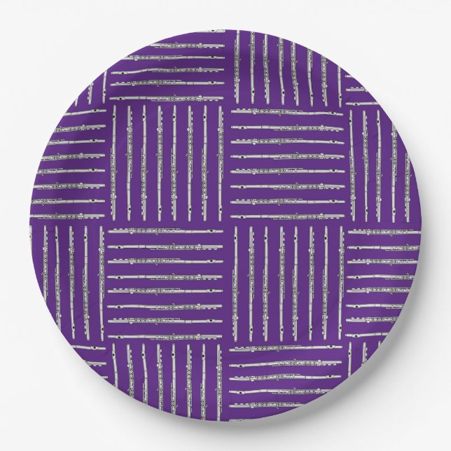 Flute Crosshatch Paper Plate (Front)