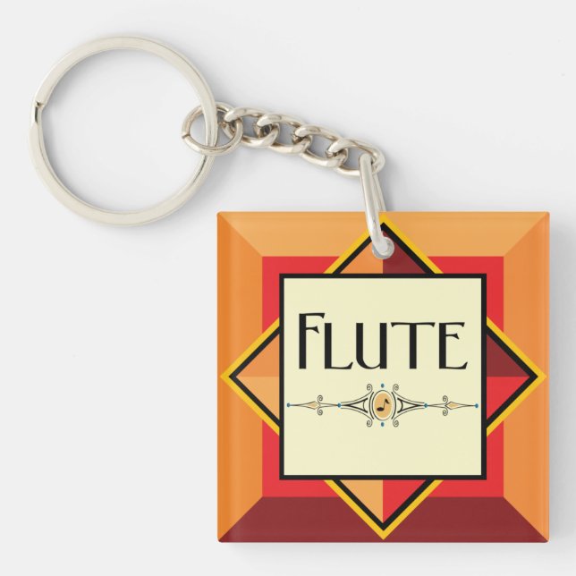 Flute Decorative Block Key Ring (Front)
