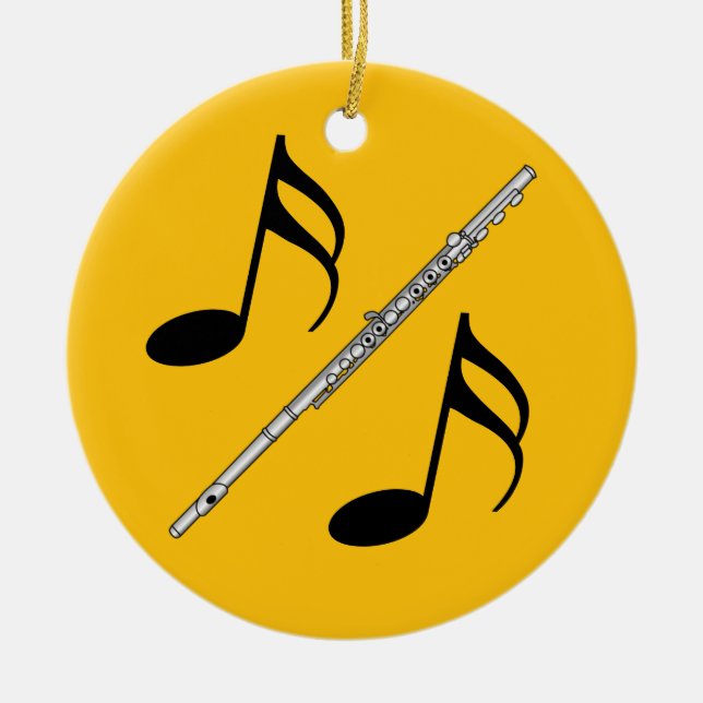 Flute Drawing Ceramic Tree Decoration (Front)