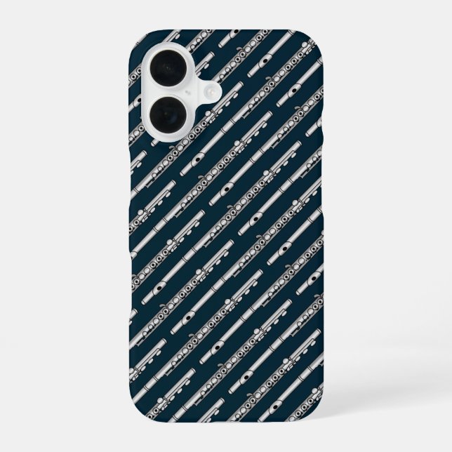 Flute Drawing Pattern iPhone 16 Case (Back)