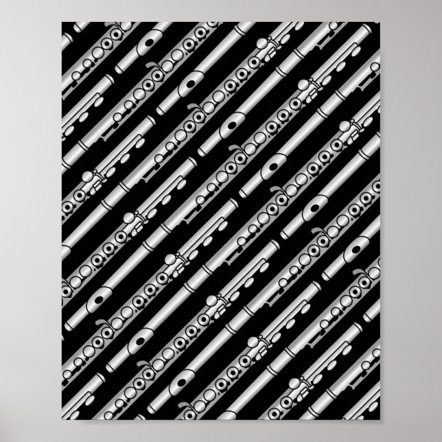 Flute Drawing Pattern Poster (Front)