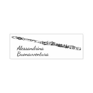 Flute Drawing with Custom Name Self-inking Stamp