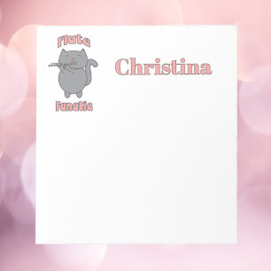 Flute Fanatic Gray Cat Personalize Notepad