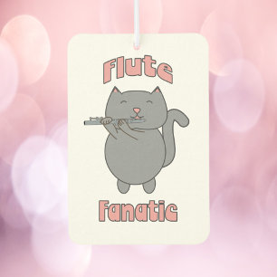Flute Fanatic Grey Cat Pink Car Air Freshener