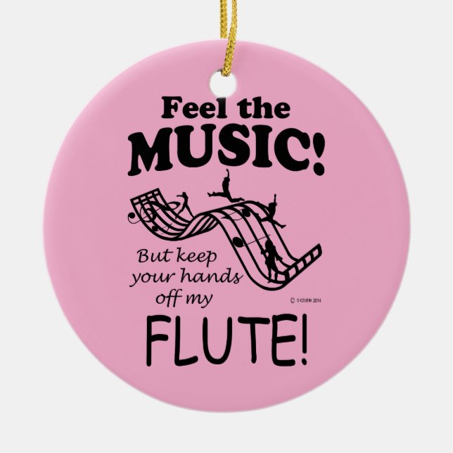 Flute Feel The Music Ceramic Tree Decoration (Front)