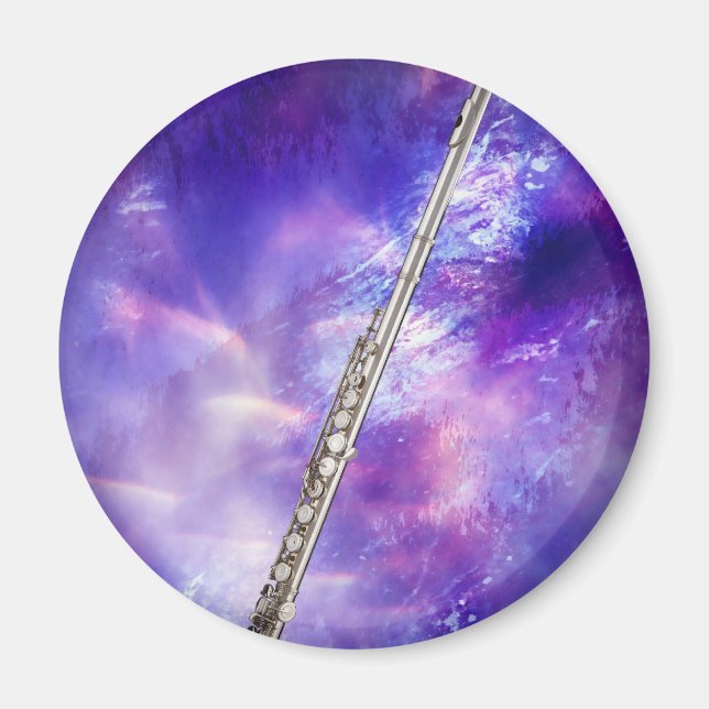 Flute Flautist Musician Round Magnet (Front)