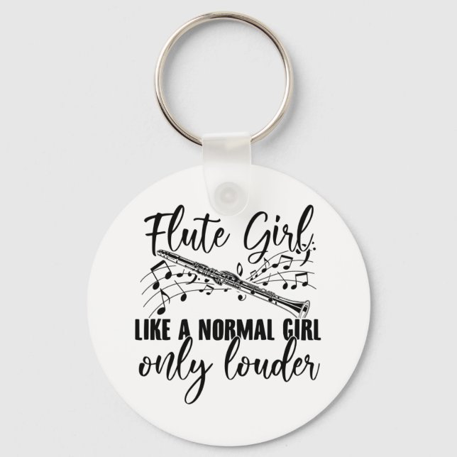 Flute Girl | Flute Flute Gift Ideas Key Ring (Front)