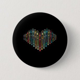 Flute Heart Flautist Flute Wind Instrument Lover 6 Cm Round Badge