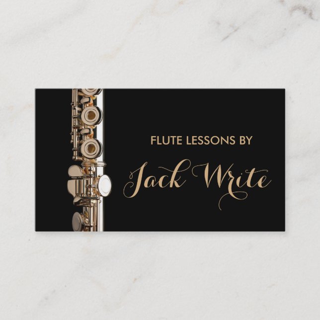 Flute Lessons Instrument Music Instructor Business Business Card (Front)